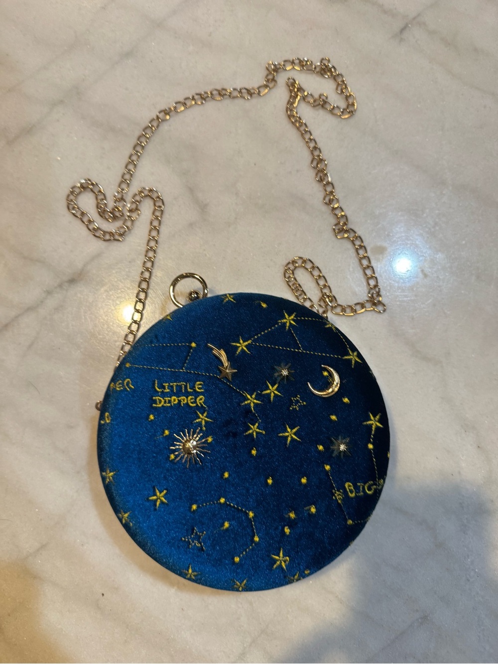 Celestial Little Dipper Velvet Crossbody Bag - Blue